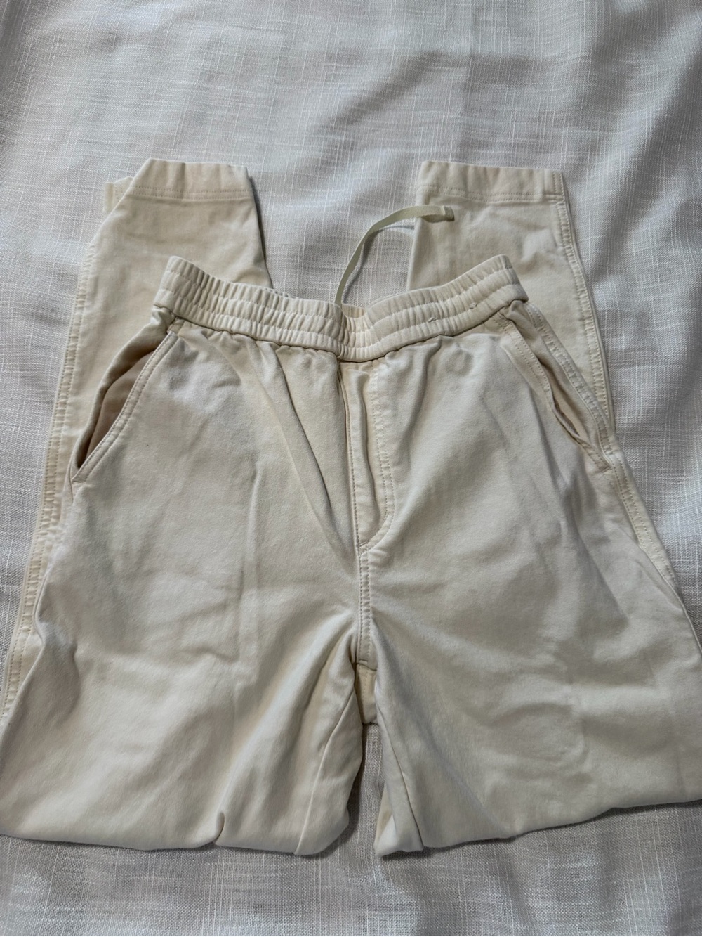 Uniqlo Cream Pull-On Joggers with Drawstring